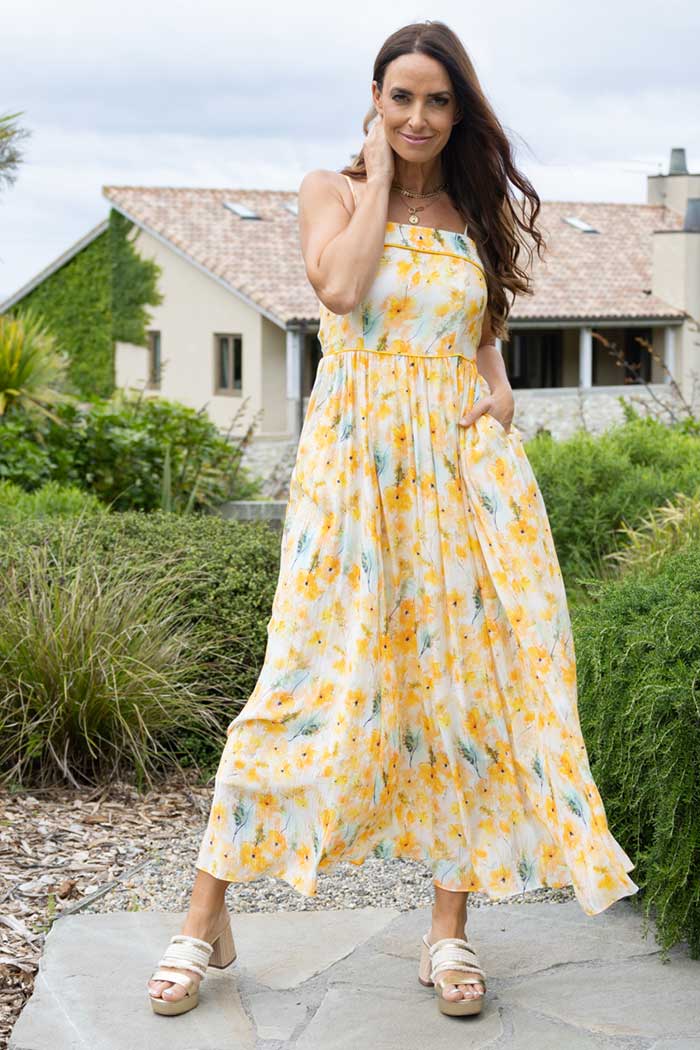 Yellow floral maxi dress