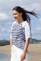 Navy and blue striped t-shirt