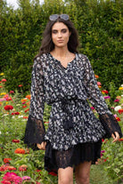 black floral mini dress