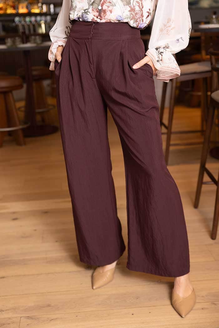 burgundy pant wide leg