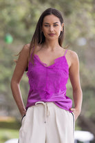vibrant purple lace camisole singlet