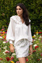 champagne satin blouse