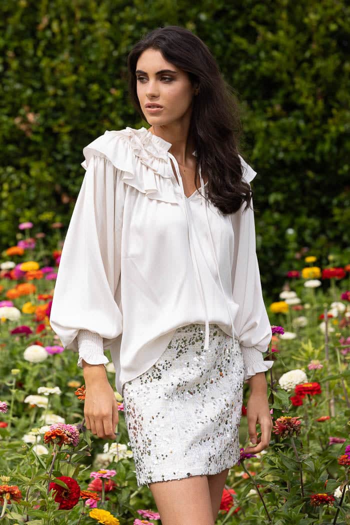 champagne satin blouse