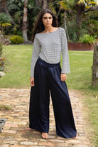navy satin pant