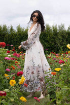 cream floaty floral maxi dress