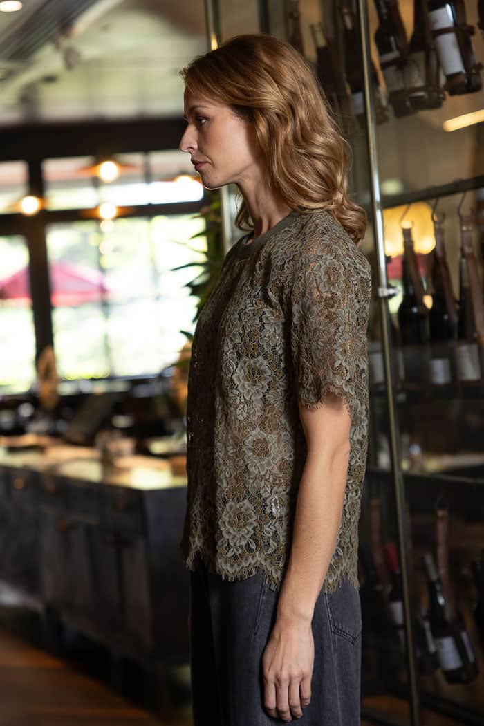 Helen T Shirt Lace Khaki 2