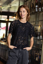 black sheer floral lace tshirt