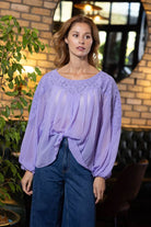floral lace lilac sheer blouse