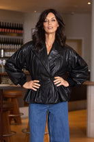 black pleather bomber jacket