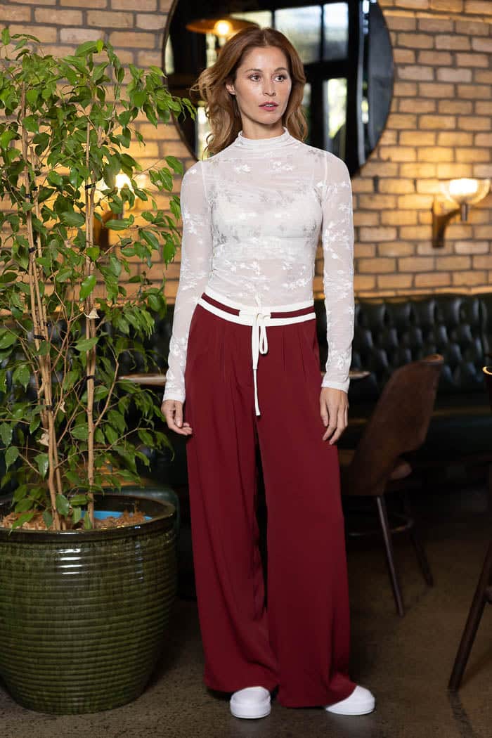 burgundy dress pants