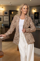 caramel sequin tweed blazer