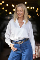 white blouse with diamante