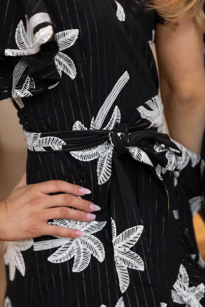 Palm Wrap Dress Embroidered Black 4