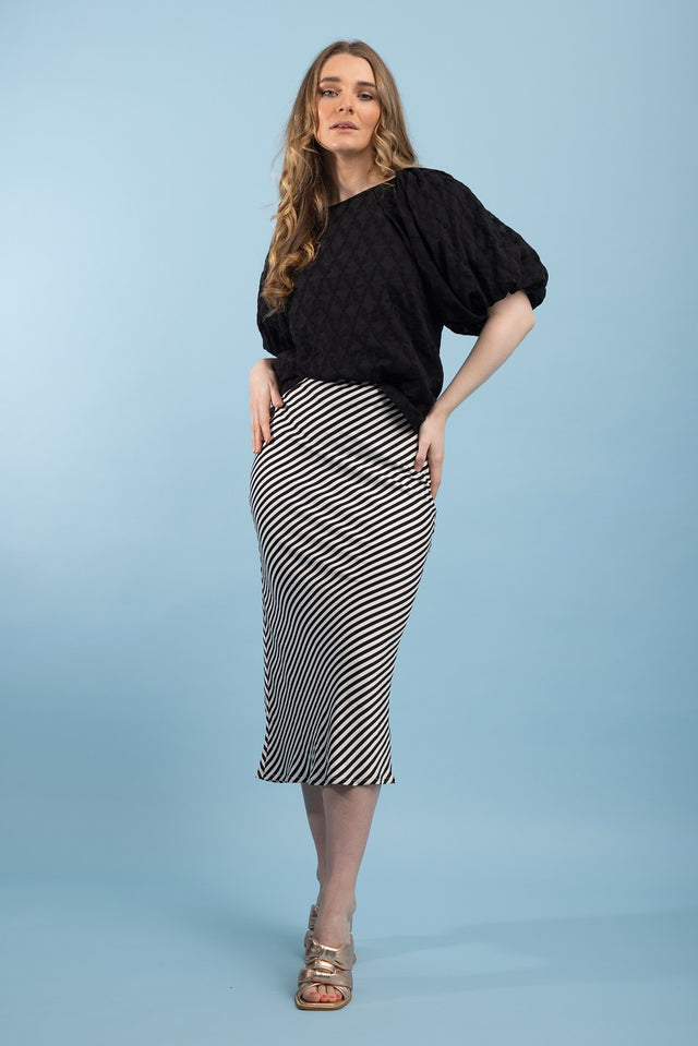 April Bias Cut Skirt Stripe