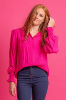 Jaxon Shirt blouse balloon sleeve shirring Pink