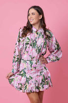 pink floral mini skirt