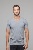 mens v-neck tee grey marle