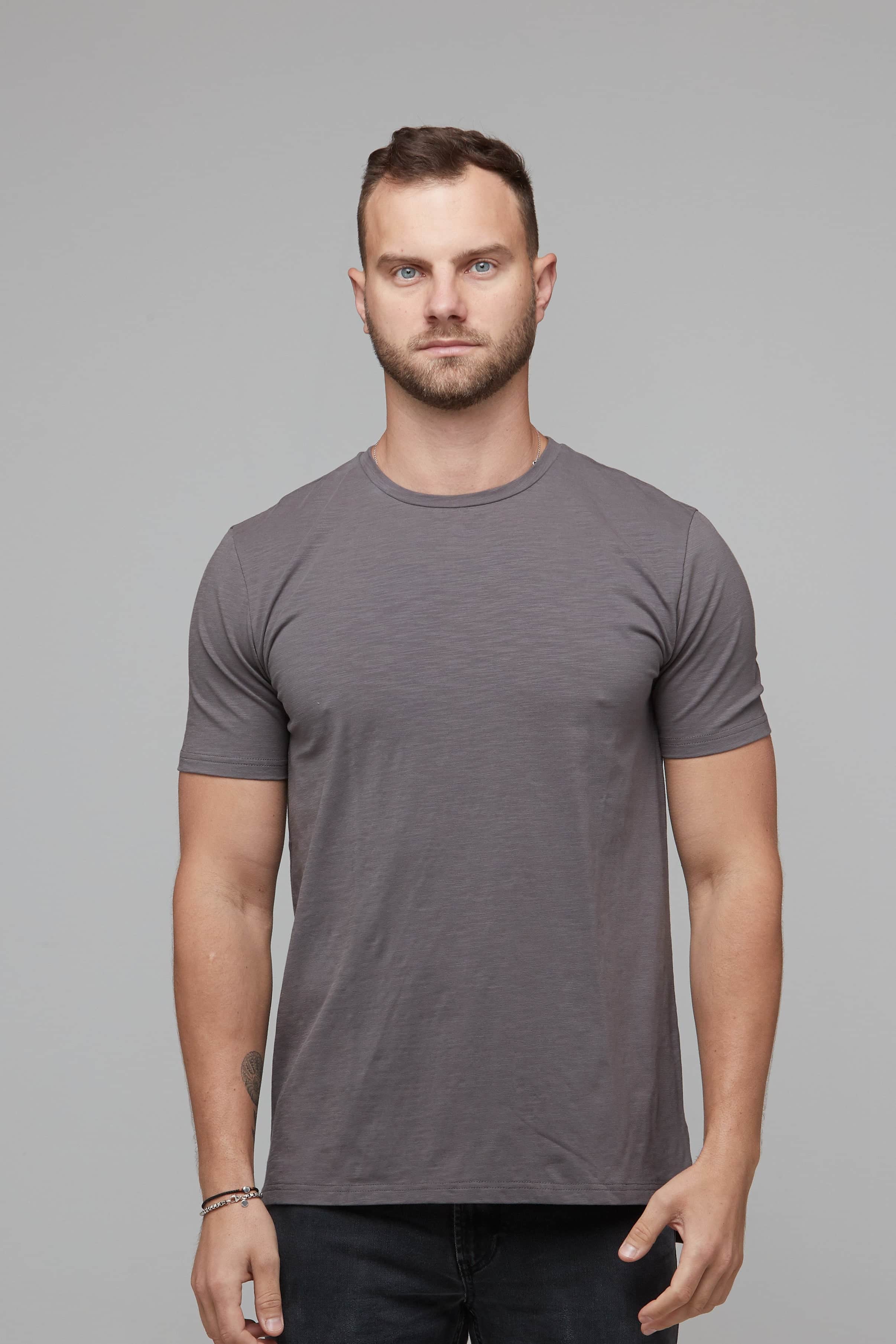 dipped back mens charcoal tee