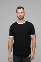 mens black and white tee nz