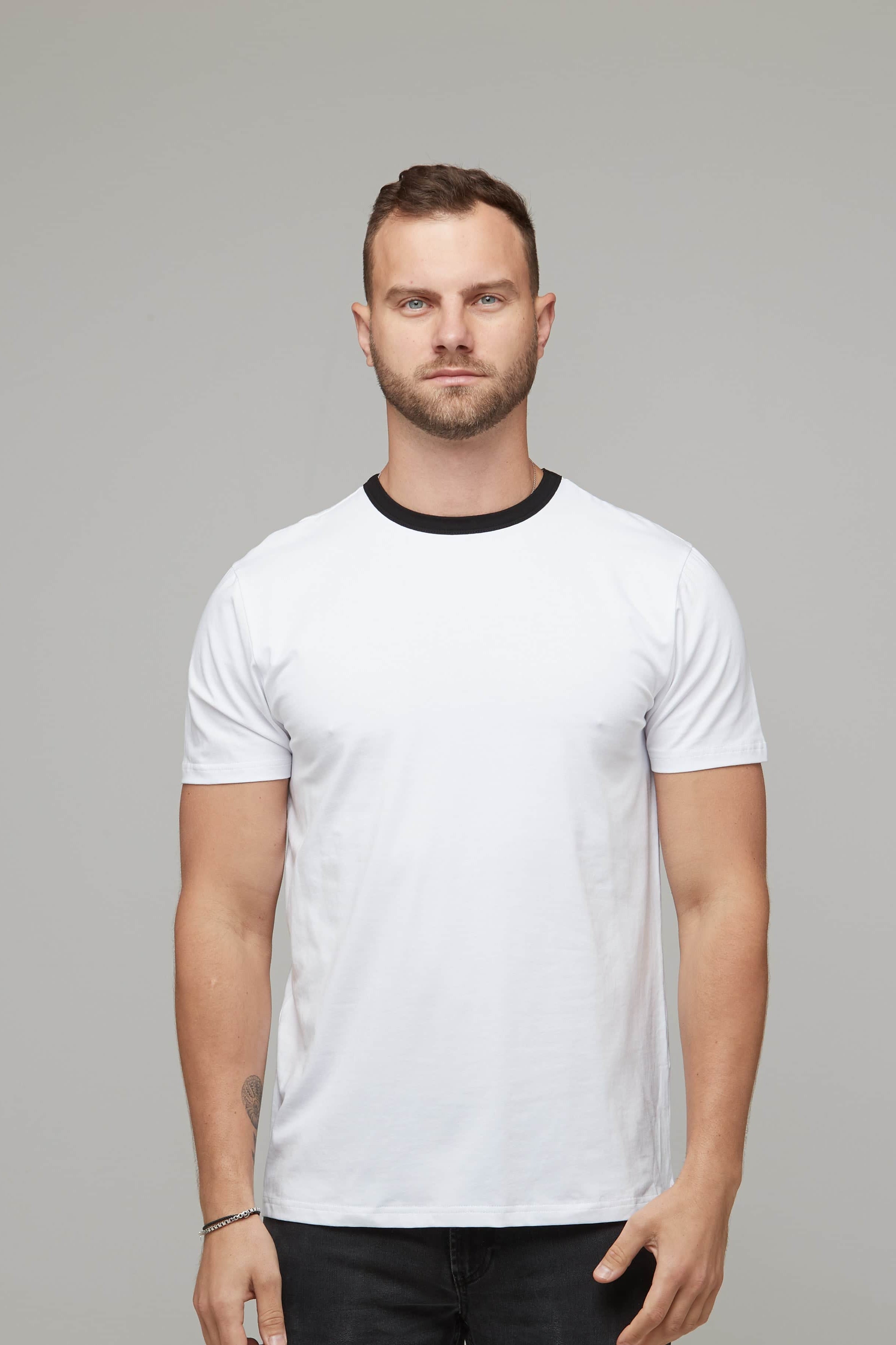 mens white and black contrast tee