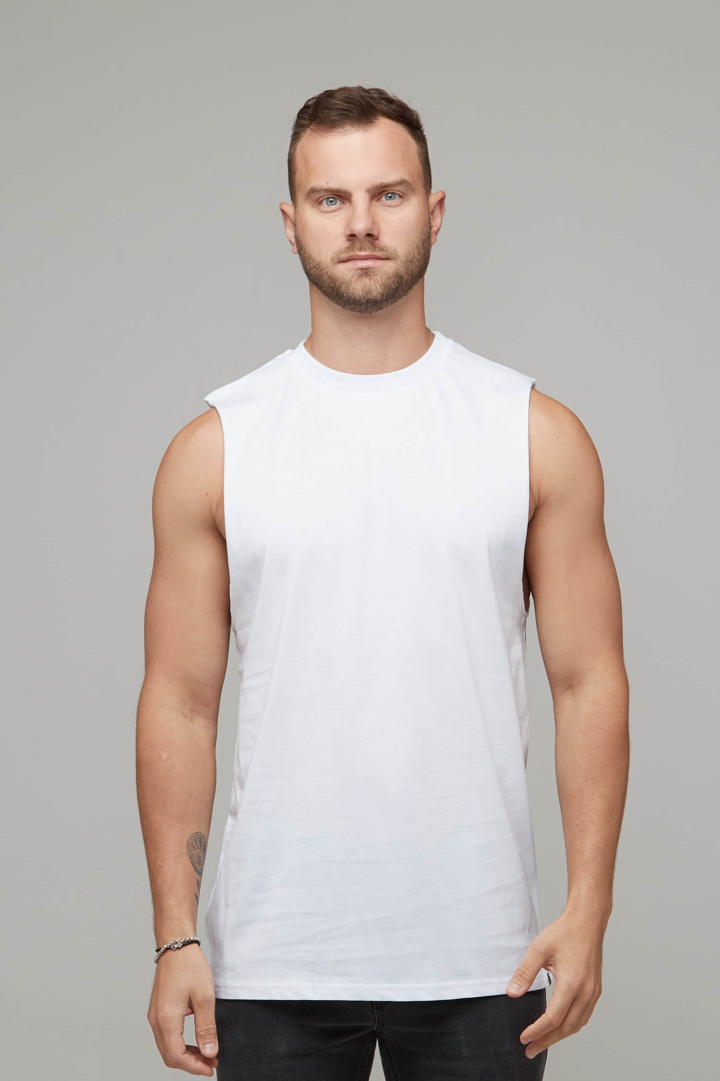 mens basic white singlet
