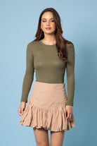 khaki long sleeve top