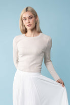 cream ribbed sleeve top