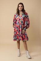 pink floral midi dress