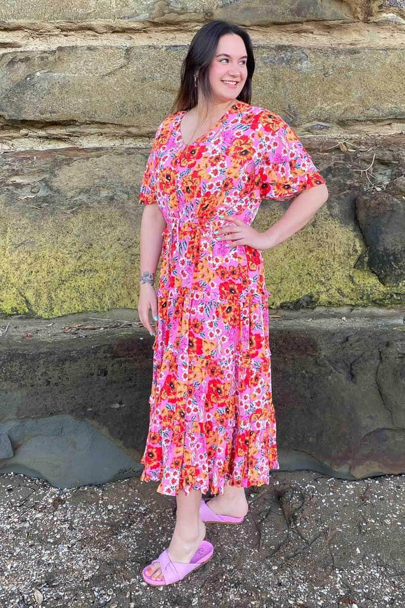 Buy Alivia Maxi Dress Pink Floral by Stella Royal online Augustine