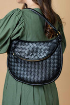 black leather shoulder handbag