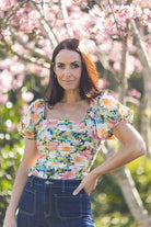 floral puffy sleeve top