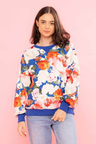 blue floral sweater sweatshirt