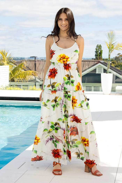 knee length dresses for ladies Anna Ruffle-Detail Maxi Dress – shopUNIQUES.com main image 1