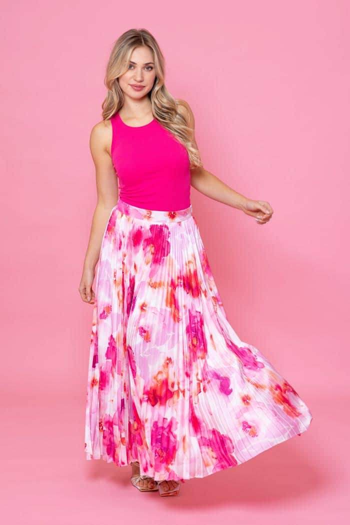 Anna Maxi Pleat Skirt Rose – Augustine Anna Maxi Pleat Skirt Rose – Augustine