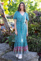 teal boho maxi dress
