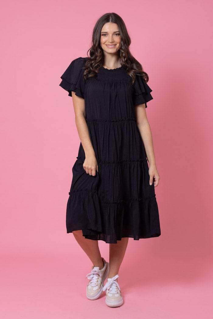 Arianna Tiered Dress Black – Augustine