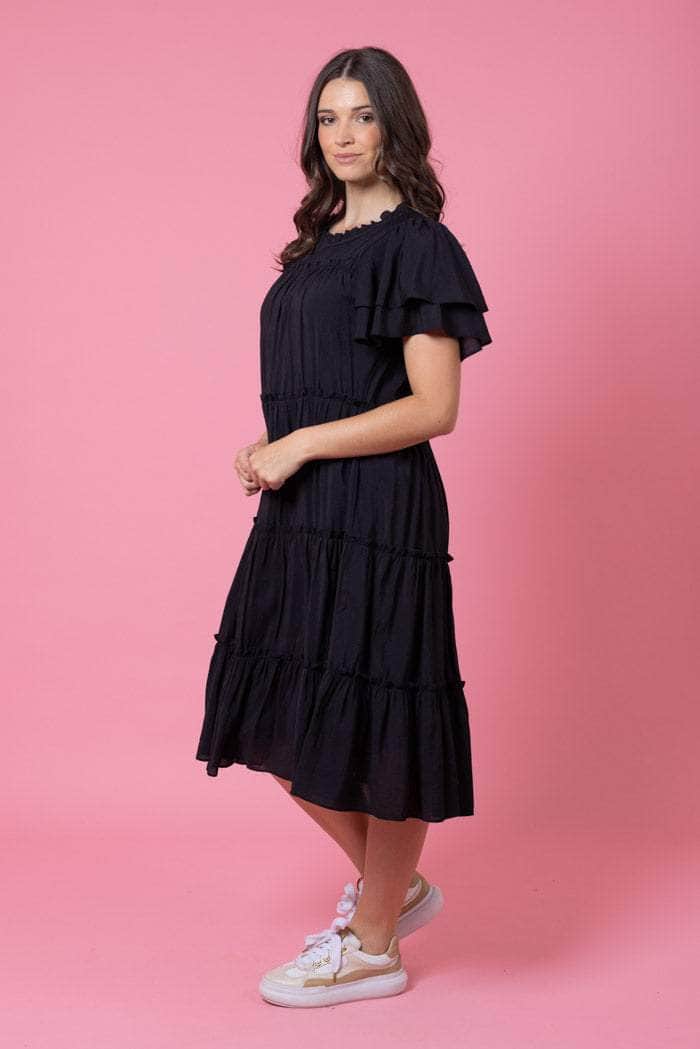 Arianna Tiered Dress Black – Augustine