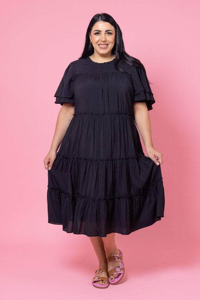 Arianna Tiered Dress Black – Augustine