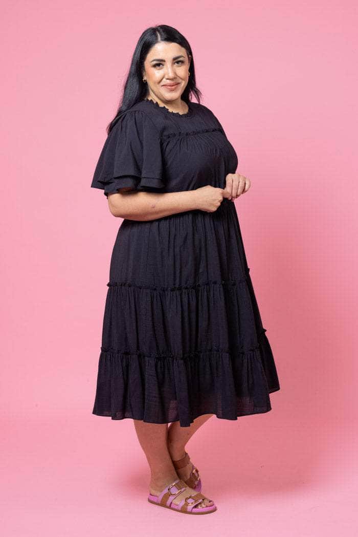 Arianna Tiered Dress Black – Augustine