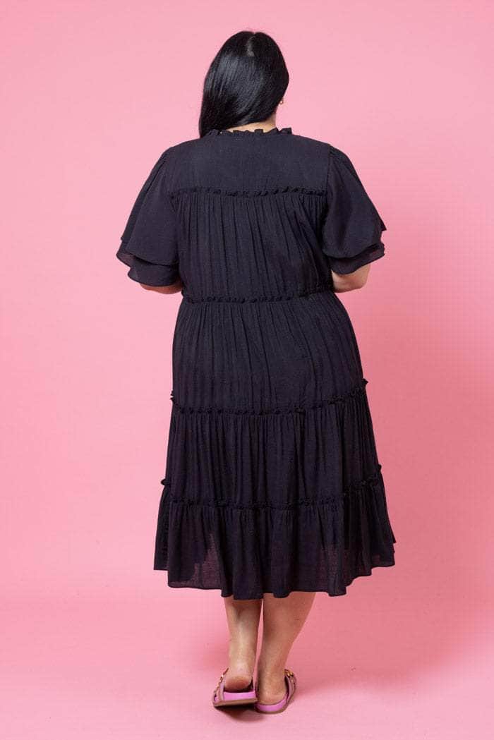 Arianna Tiered Dress Black – Augustine