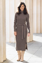 knitted sweater dress brown