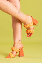 orange heel plaited straps