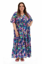 blue floral maxi dress plus size