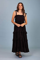 black frilly maxi dress