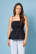 black bubble hem top