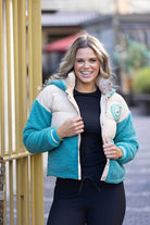 teal puffer teddy jacket
