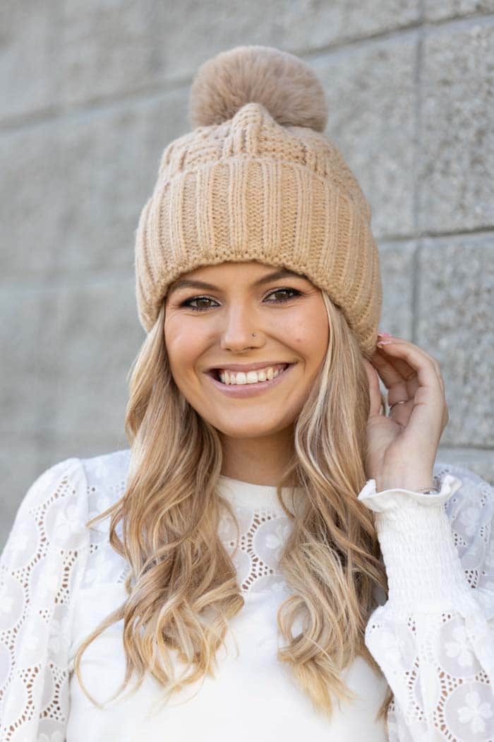 Beige Cable Knit Beanie – Augustine
