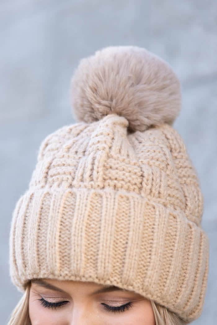 Beige Cable Knit Beanie – Augustine