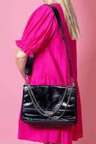 black leather handbag