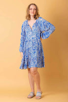 blue floral midi dress